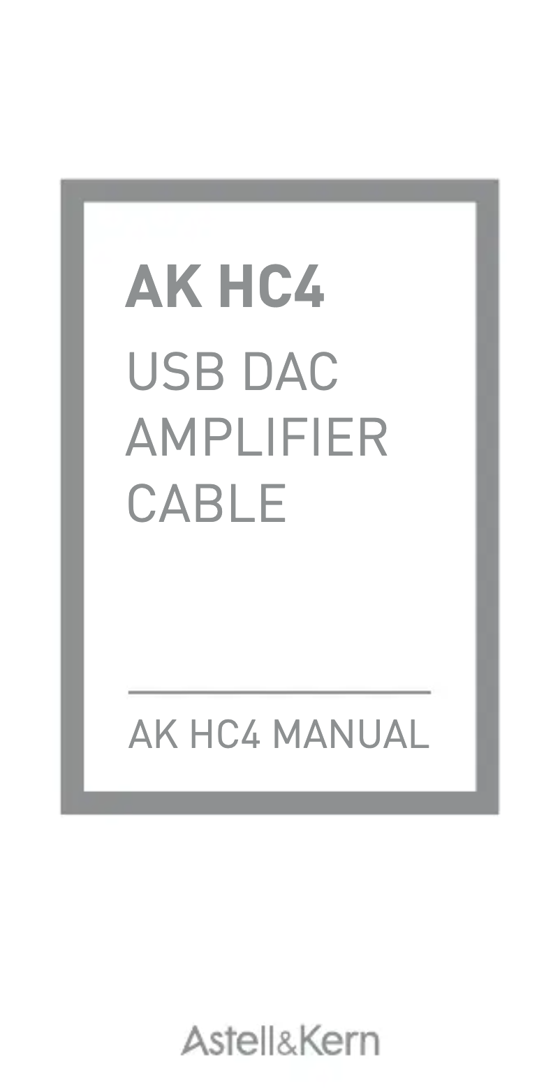 Page 1 de la notice Manuel utilisateur Astell&Kern AK HC4