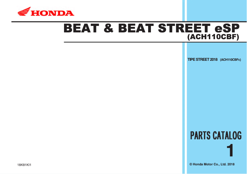 Page 1 de la notice Manuel utilisateur Honda BeAT Street eSP (2018)