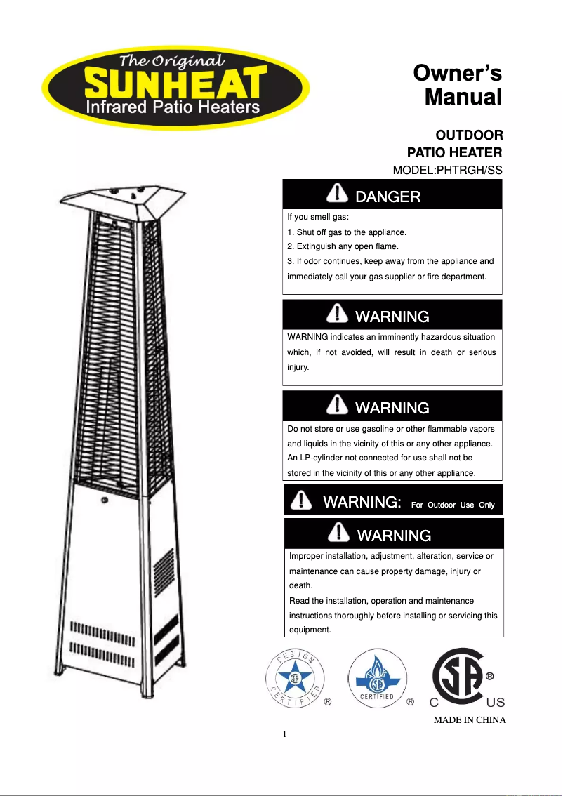 Page 1 de la notice Manuel utilisateur Sunheat PHTRSS