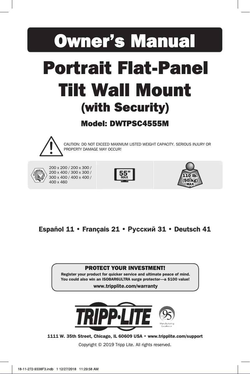 Página 1 del manual Manual de usuario Tripp Lite DWTPSC4555M