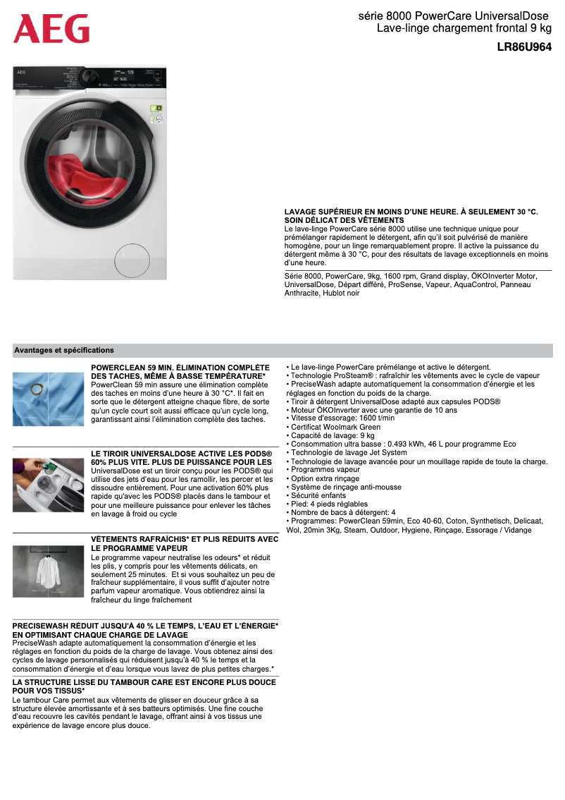 Página 1 del manual Ficha técnica AEG LR86U964