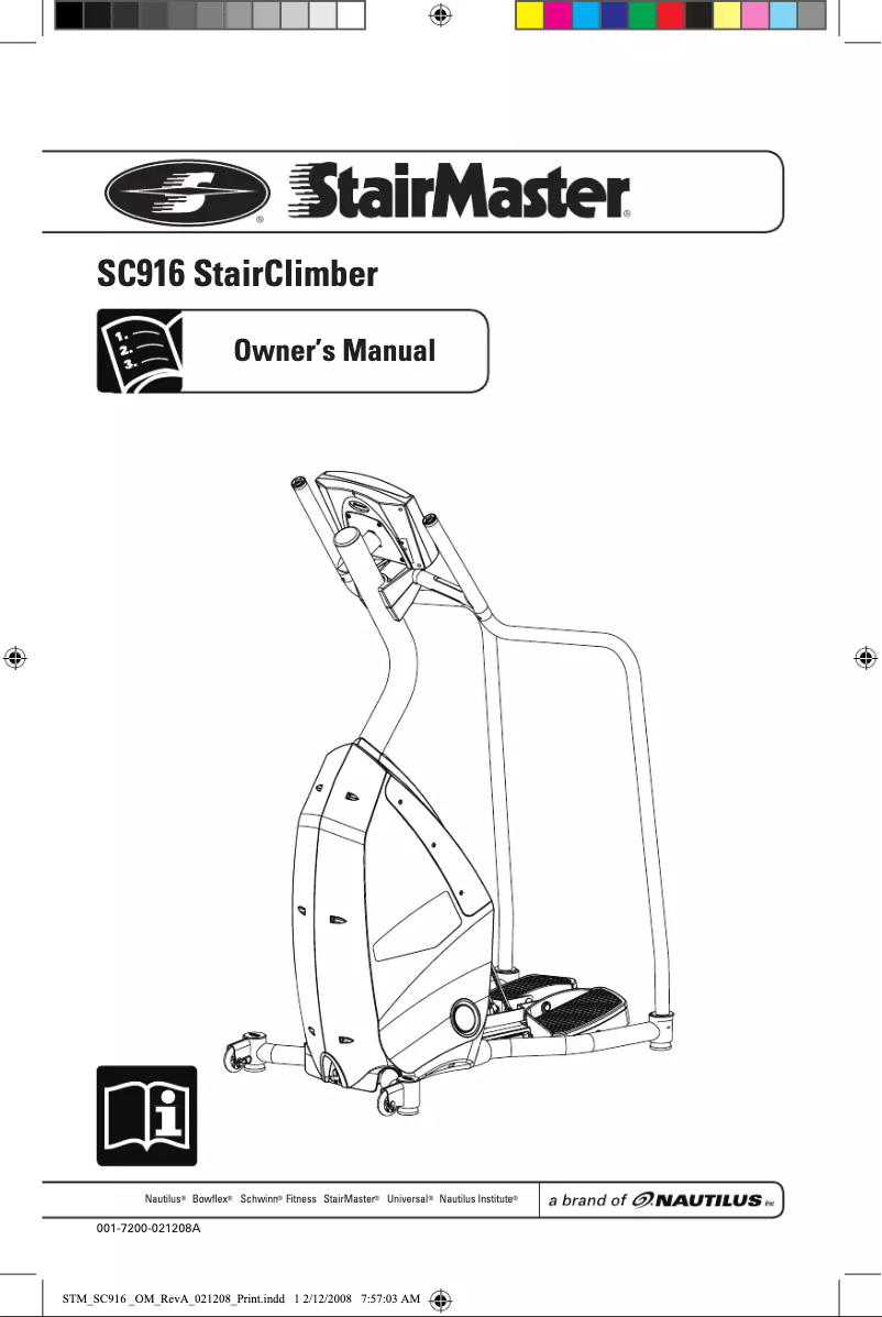 Page 1 de la notice Manuel utilisateur Stairmaster StairClimber SC916