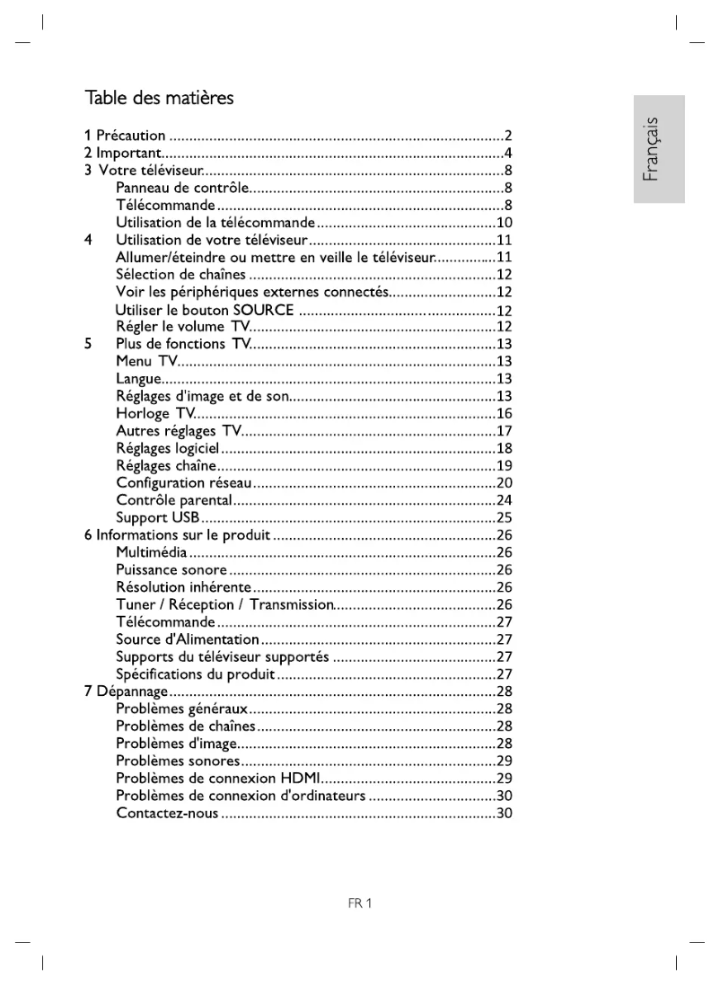 Page 1 de la notice Manuel utilisateur Philips 6000 series 43PFT6100