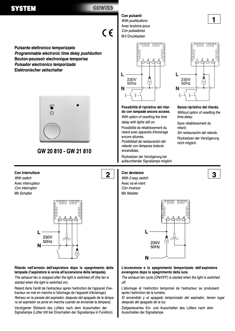 Page 1 de la notice Manuel utilisateur Gewiss GW20810