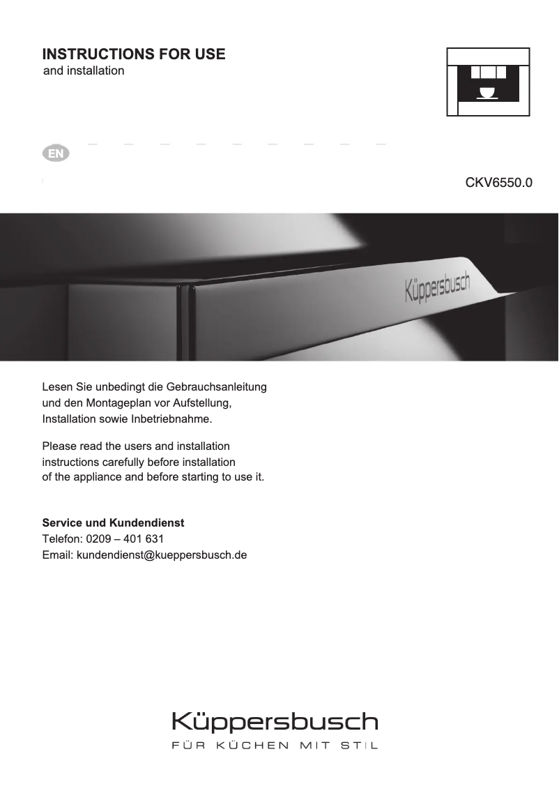 Imagen de la primera página del manual del dispositivo CKV6550.0W