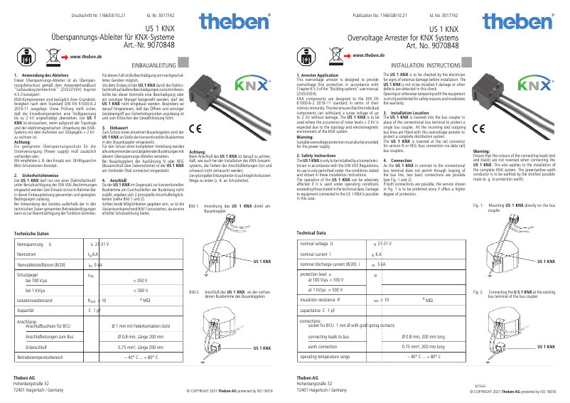 Image de la première page du manuel de l'appareil US 1 KNX