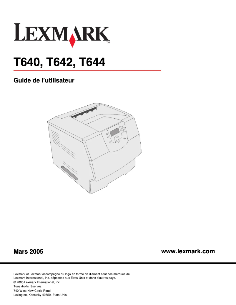 Page 1 de la notice Manuel utilisateur Lexmark T640