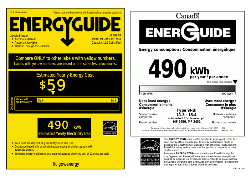 Page 1 de la notice Label énergétique Liebherr Monolith MF 2451