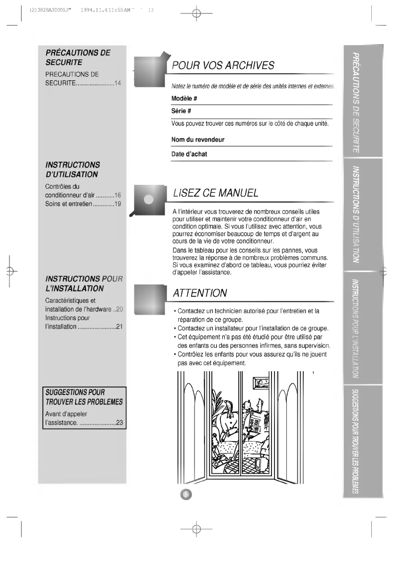 Page 1 de la notice Manuel utilisateur LG LWC1260PCG