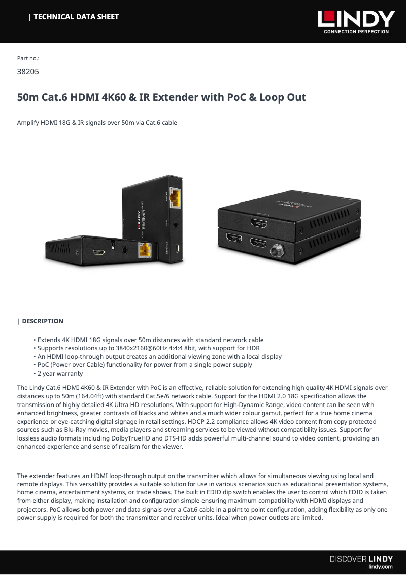 Page n°1 - Manuel utilisateur Lindy 38205