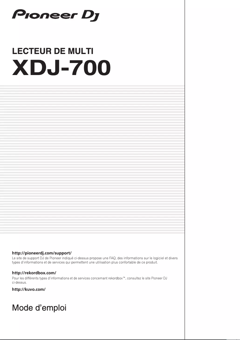 Page 1 de la notice Guide de démarrage rapide Pioneer XDJ-700