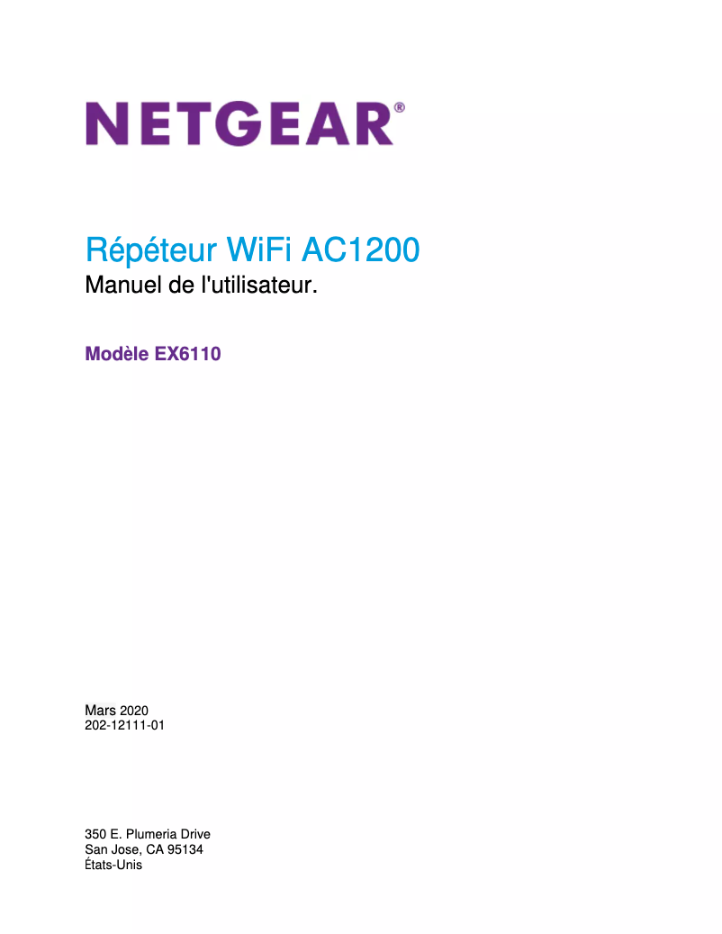 Page 1 de la notice Manuel utilisateur Netgear EX6110