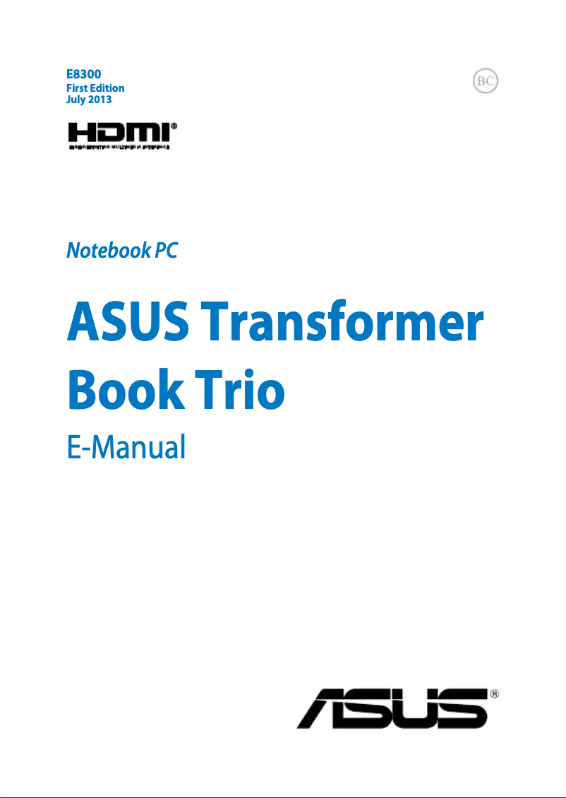 Image de la première page du manuel de l'appareil Transformer TX201LA