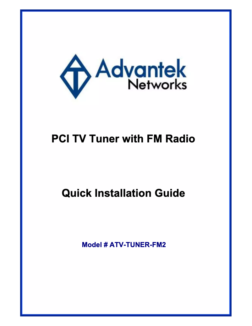 Page 1 de la notice Manuel utilisateur Advantek Networks ATV-TUNER-FM2