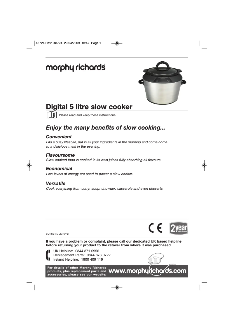 Image de la première page du manuel de l'appareil Digital 5 litre slow cooker