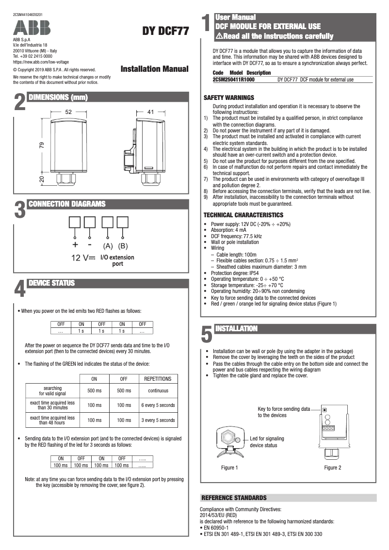 Page n°1 - Manuel utilisateur ABB DY DCF77