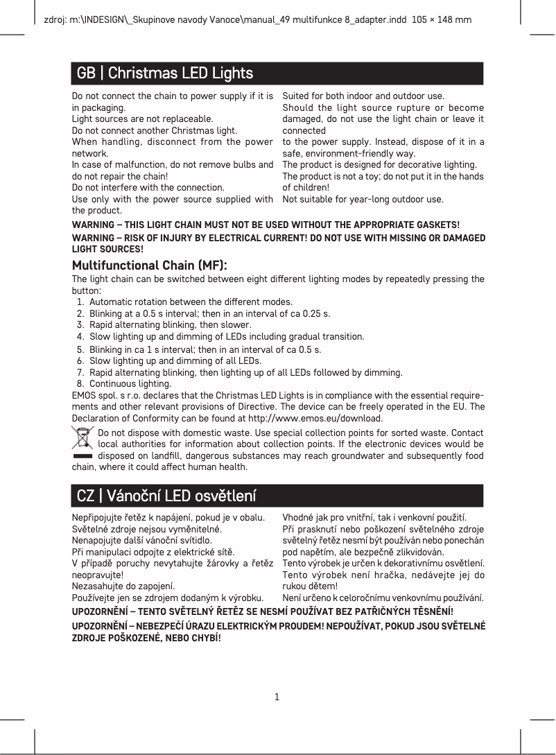 Page 1 de la notice Manuel utilisateur Emos D3CW02