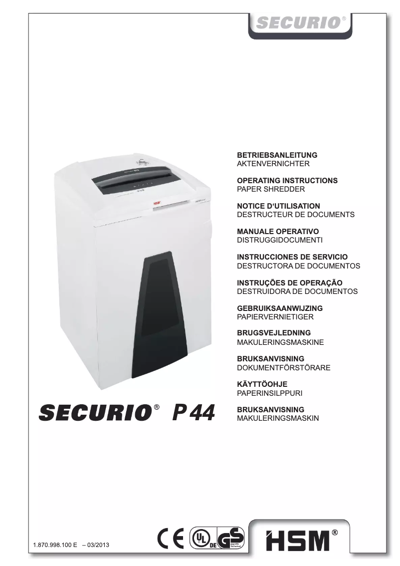 Page n°1 - Manuel utilisateur HSM SECURIO P44 OMDD
