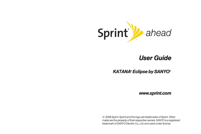 Image de la première page du manuel de l'appareil Sprint Katana Eclipse X