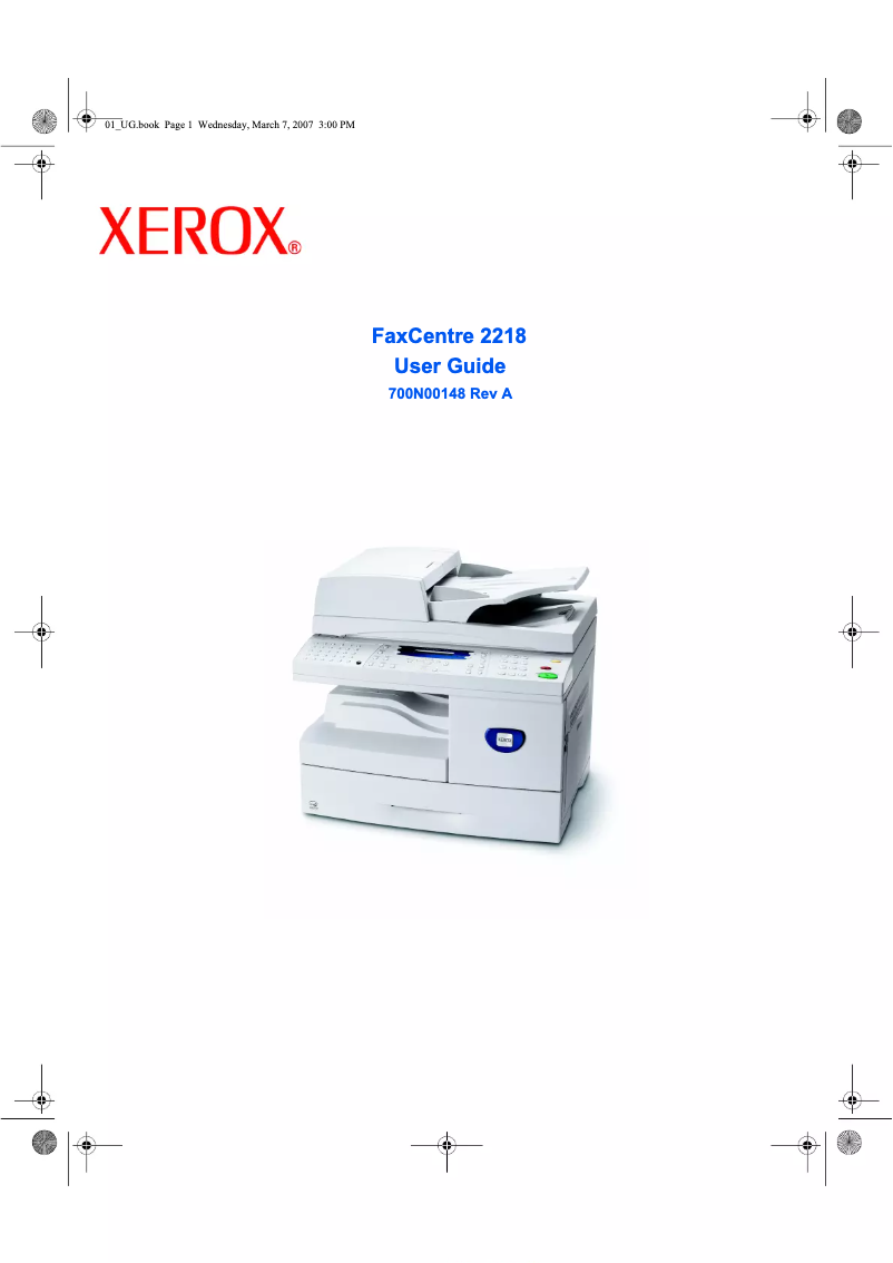 Page n°1 - Manuel utilisateur Xerox FaxCentre 2218