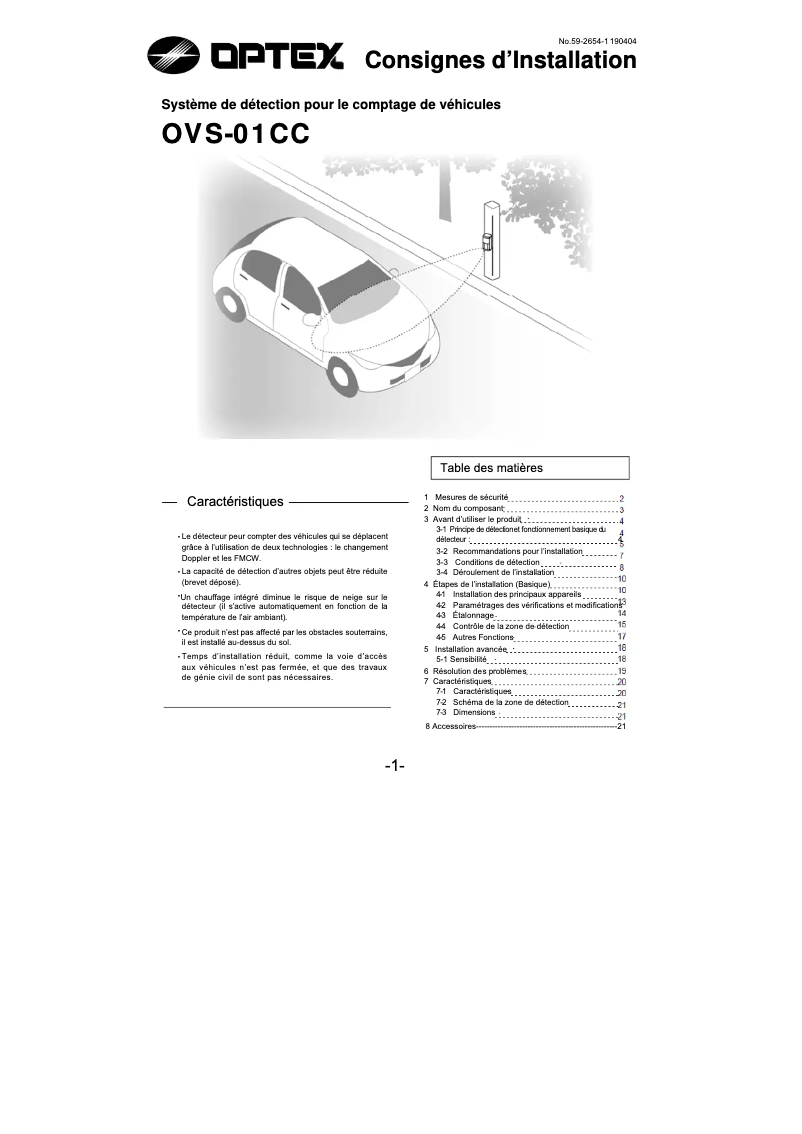 Image de la première page du manuel de l'appareil OVS-01CC