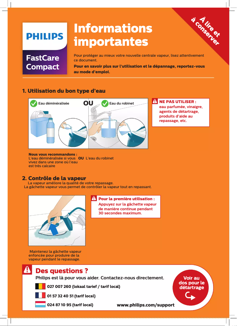 Page 1 de la notice Guide de démarrage rapide Philips FastCare Compact GC6707
