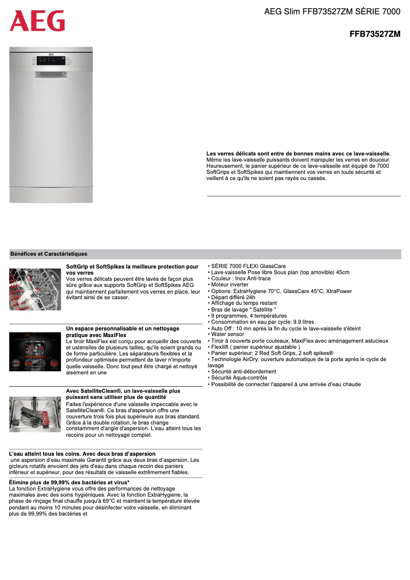 Página 1 del manual Ficha técnica AEG FFB73527ZM