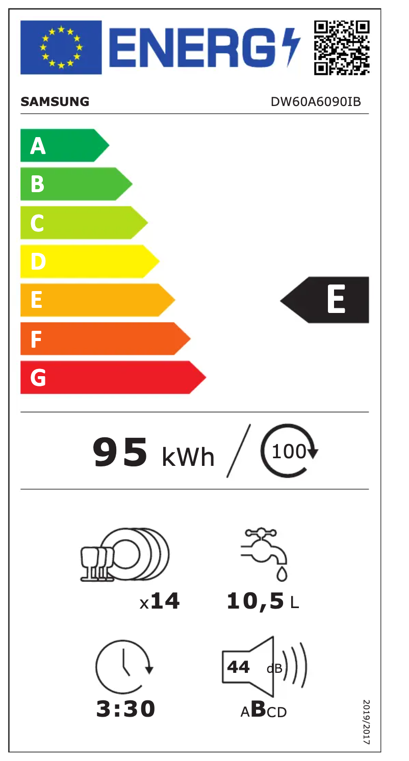Page n°1 - Label énergétique Samsung DW60A6090IB