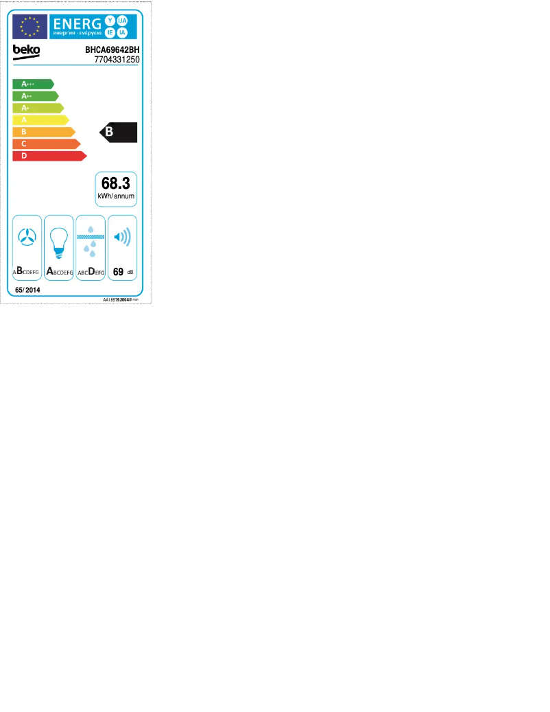 Page n°1 - Label énergétique Beko BHCA69642BH