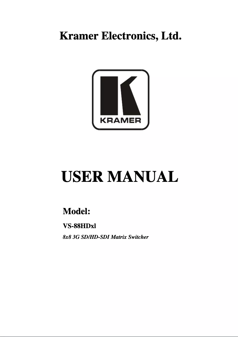 Page 1 de la notice Manuel utilisateur Kramer VS-88HDxL