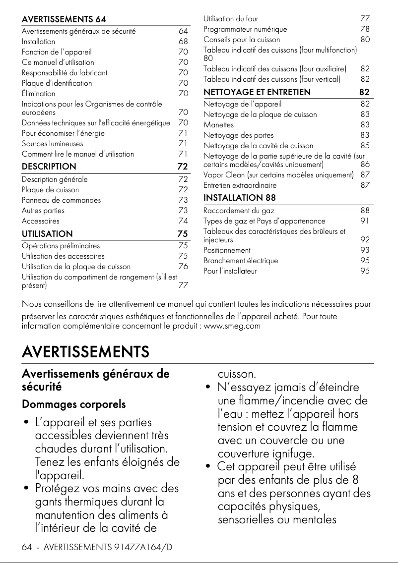 Page n°1 - Fiche technique Smeg TR103BL
