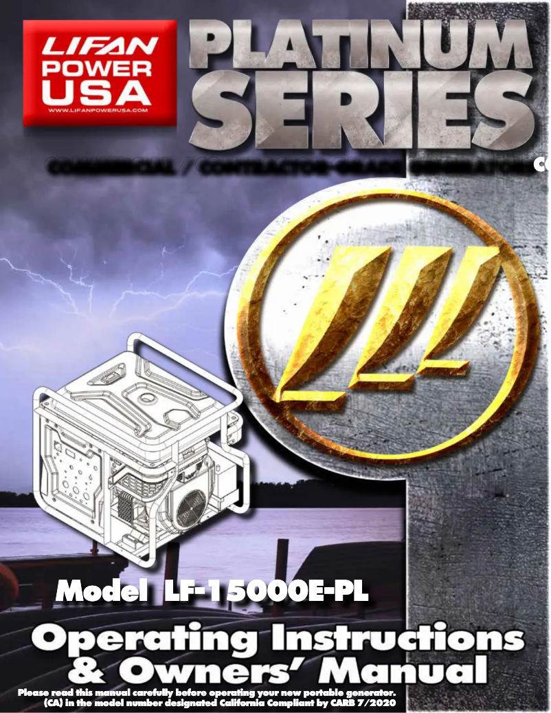Page n°1 - Manuel utilisateur Lifan Pro Series Platinum 15000E-PL