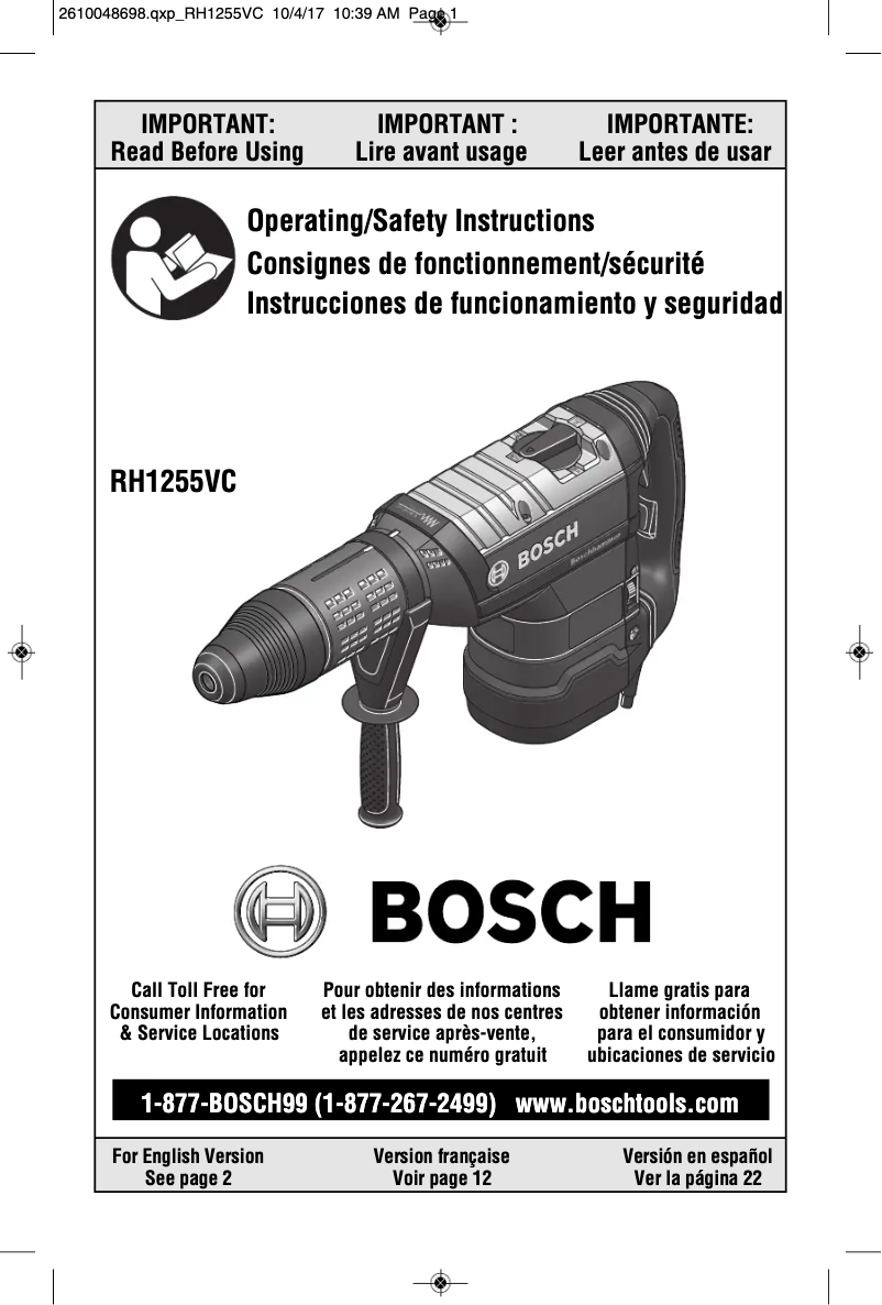 Image de la première page du manuel de l'appareil RH1255VC