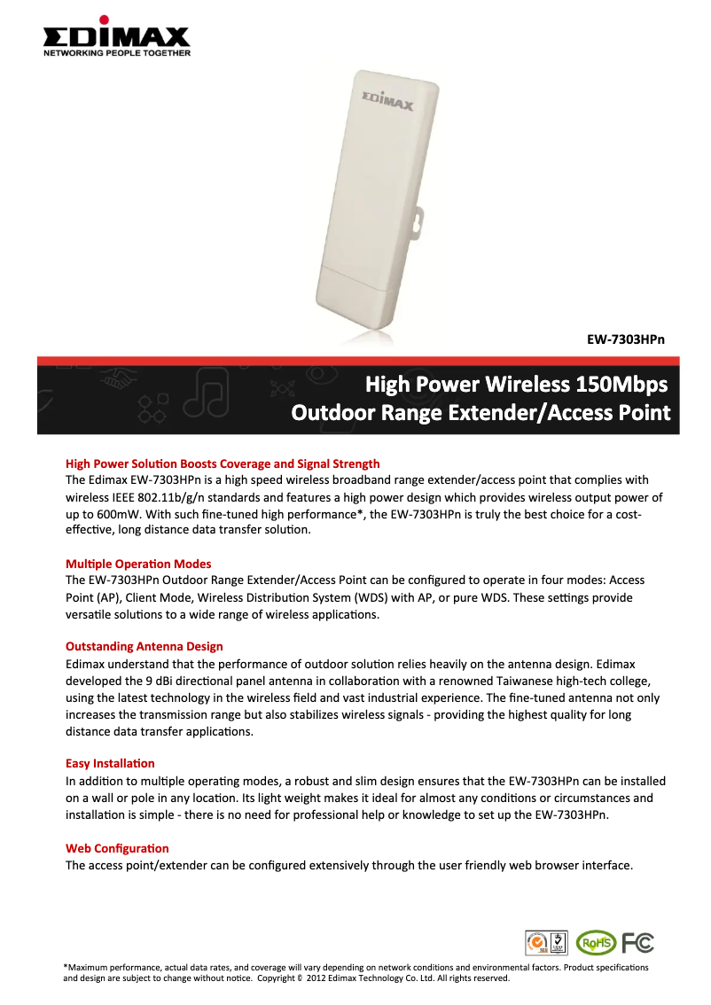 Imagen de la primera página del manual del dispositivo EW-7303HPn