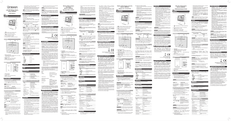 Page n°1 - Manuel utilisateur Oregon Scientific BAR800X