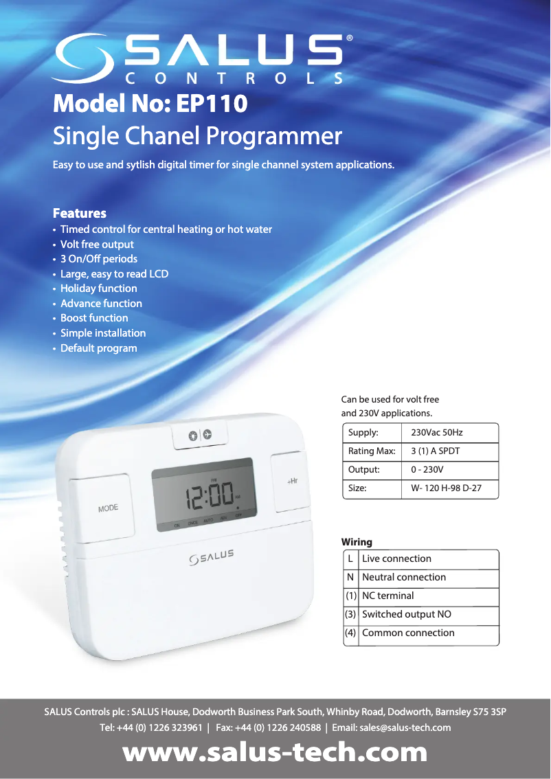 Imagen de la primera página del manual del dispositivo EP110