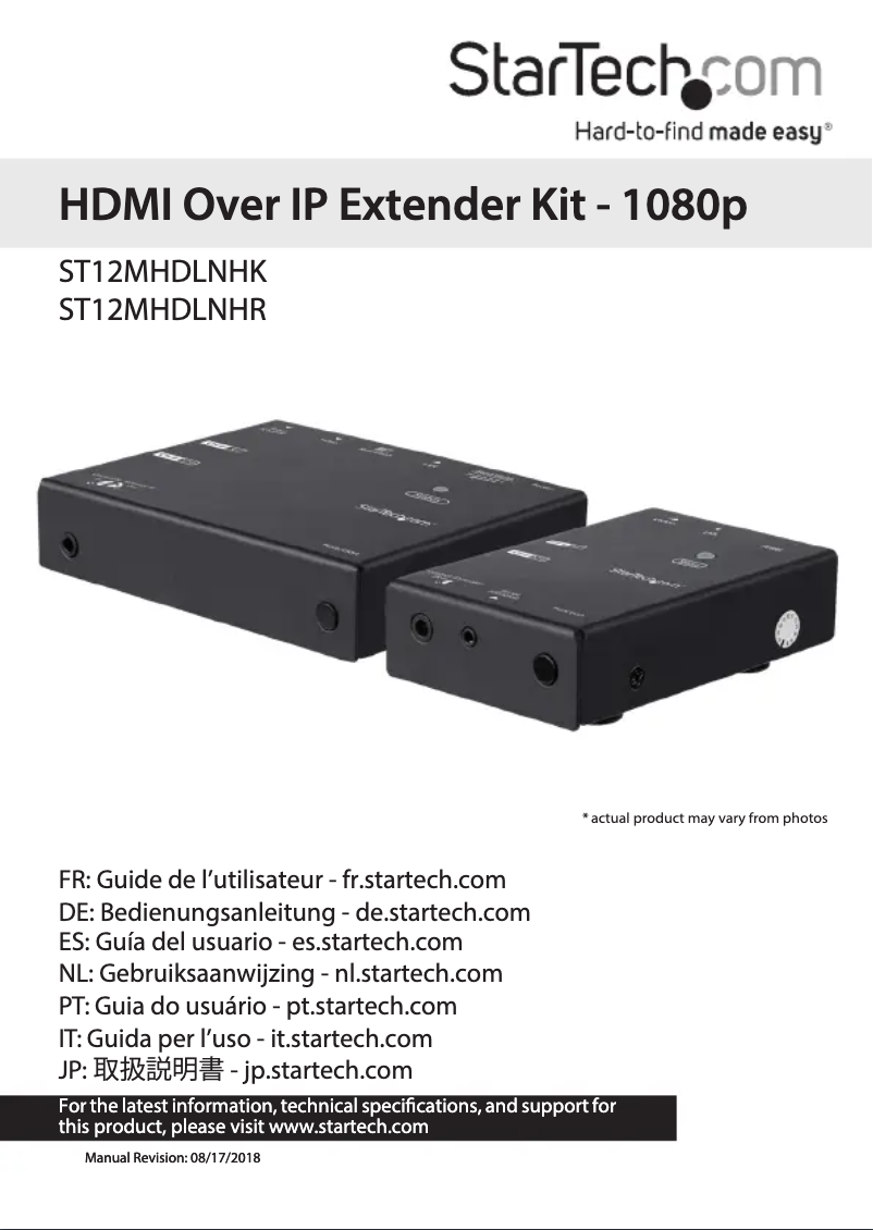 Page 1 de la notice Manuel utilisateur StarTech.com ST12MHDLNHK