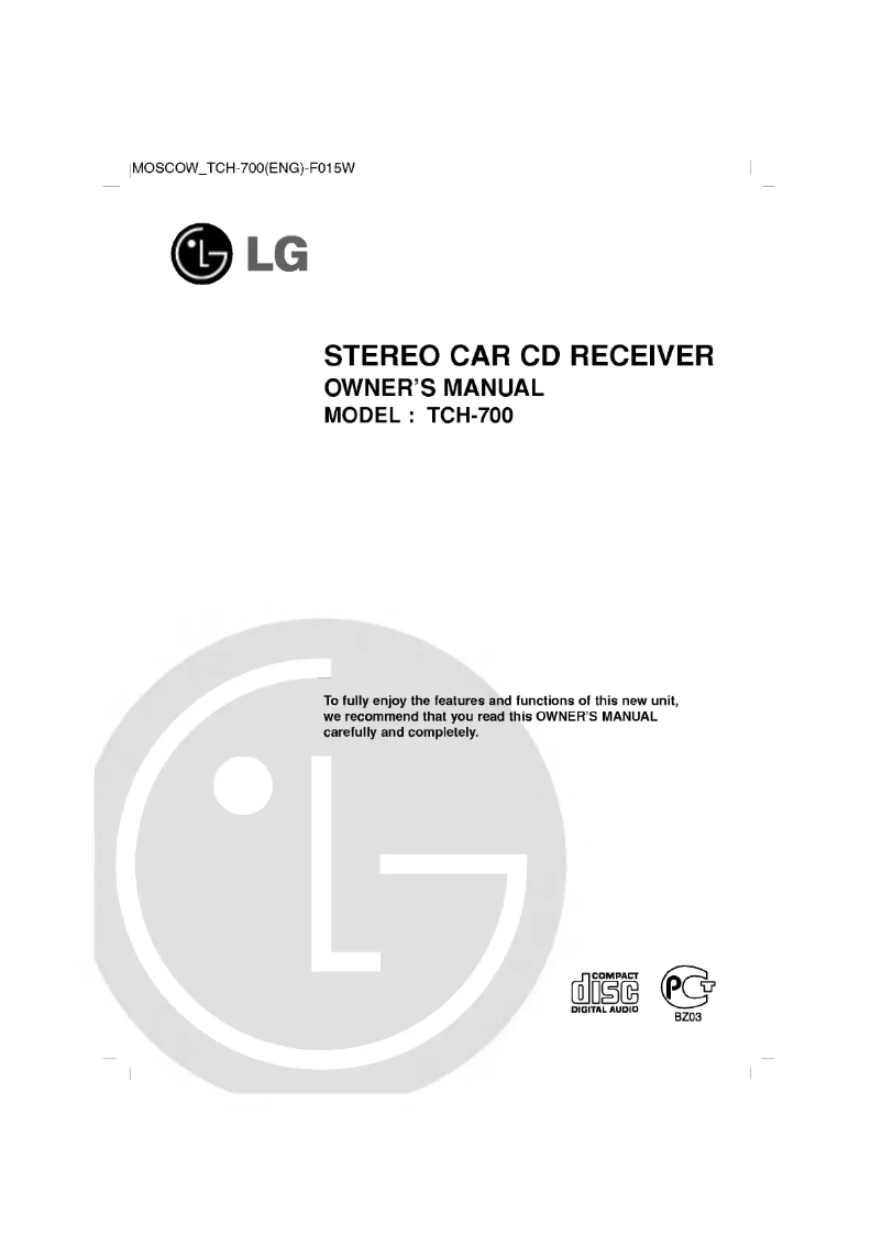 Page 1 de la notice Manuel utilisateur LG TCH-700