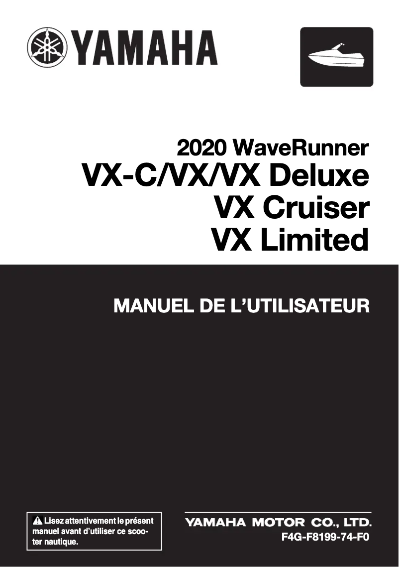 Image de la première page du manuel de l'appareil WaveRunner VX (2020)