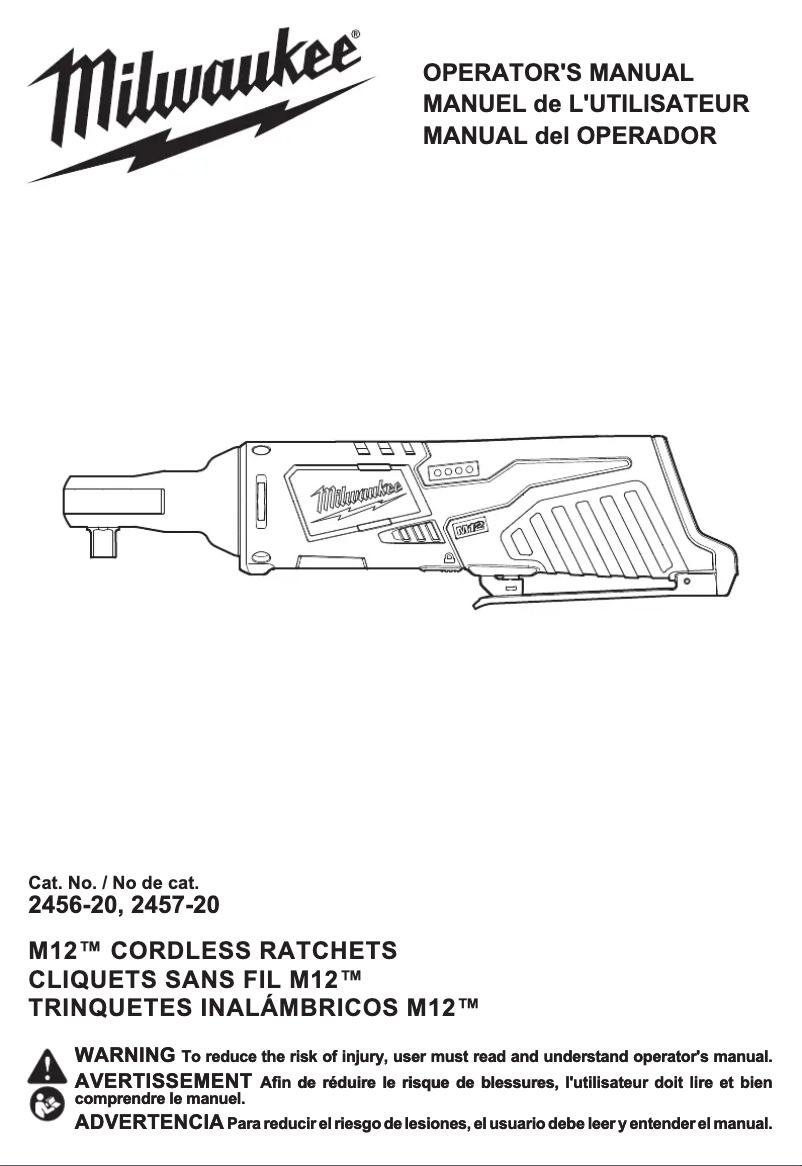 Page 1 de la notice Manuel utilisateur Milwaukee M12 2456-21