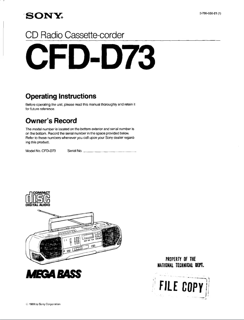 Página 1 del manual Manual de usuario Sony CFD-D73