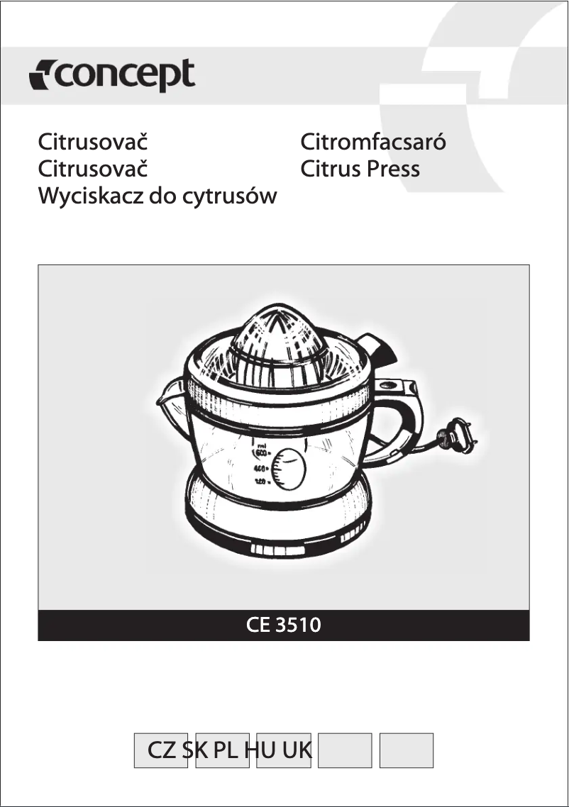 Page 1 de la notice Manuel utilisateur Concept CE-3510