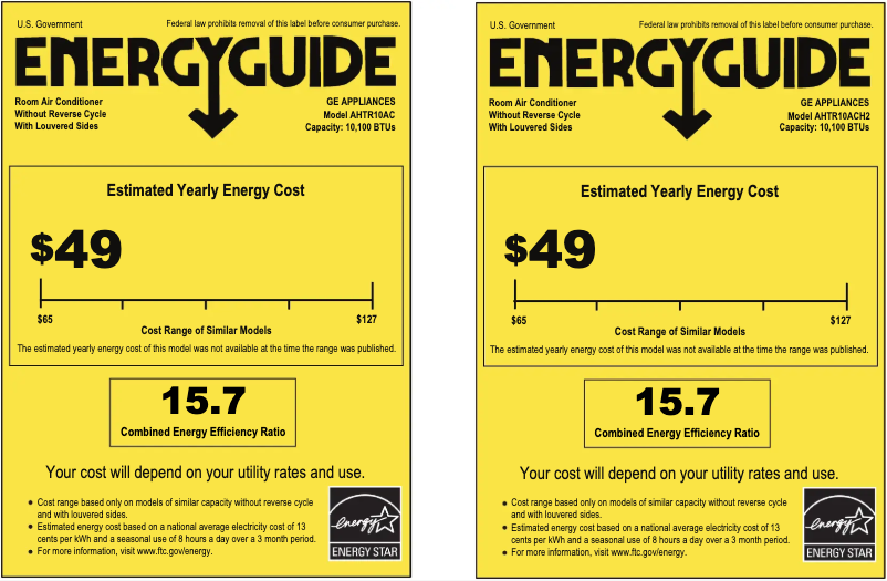 Página 1 del manual Etiqueta energética GE Profile AHTR10AC