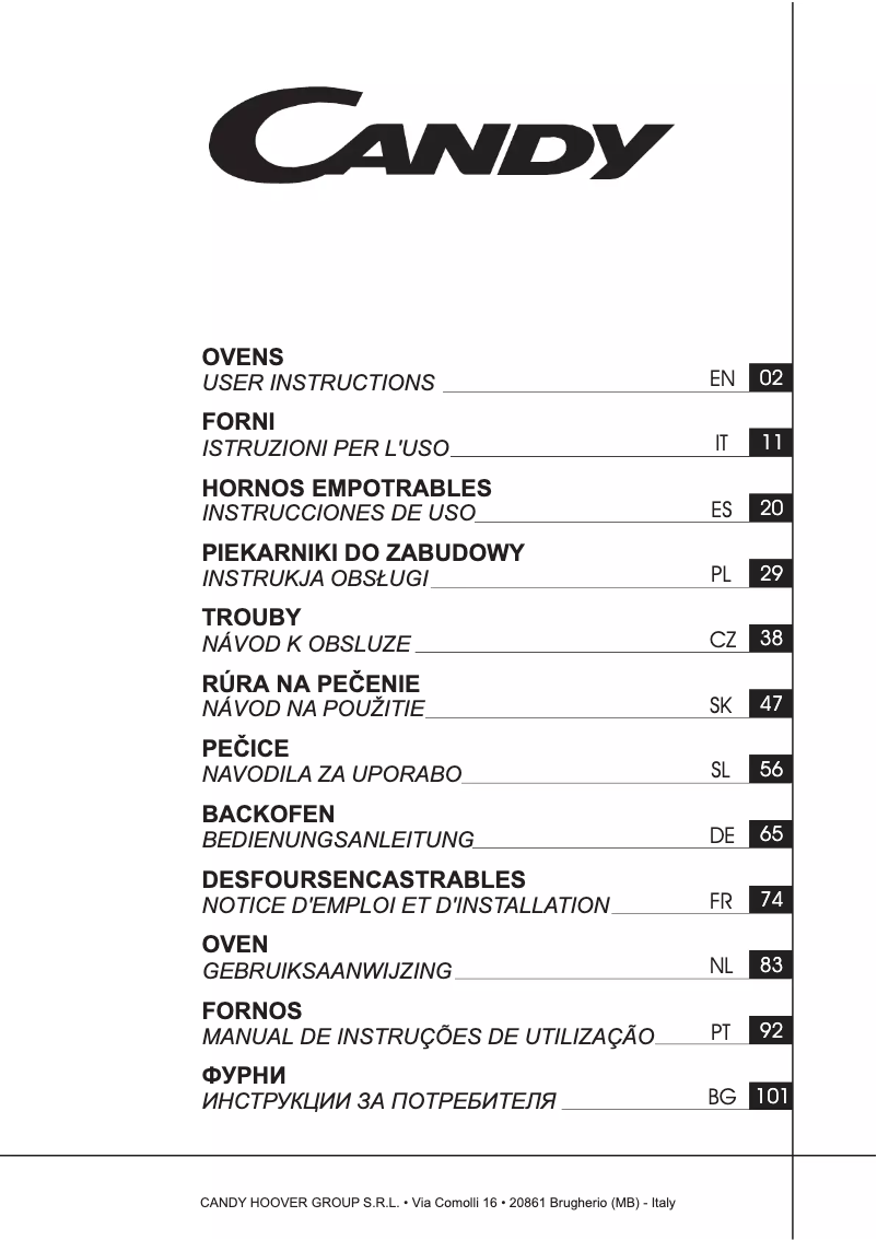 Page n°1 - Manuel utilisateur Candy FCTS615X