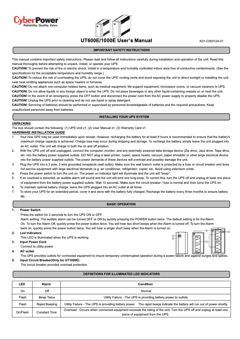 Image de la première page du manuel de l'appareil UT600E