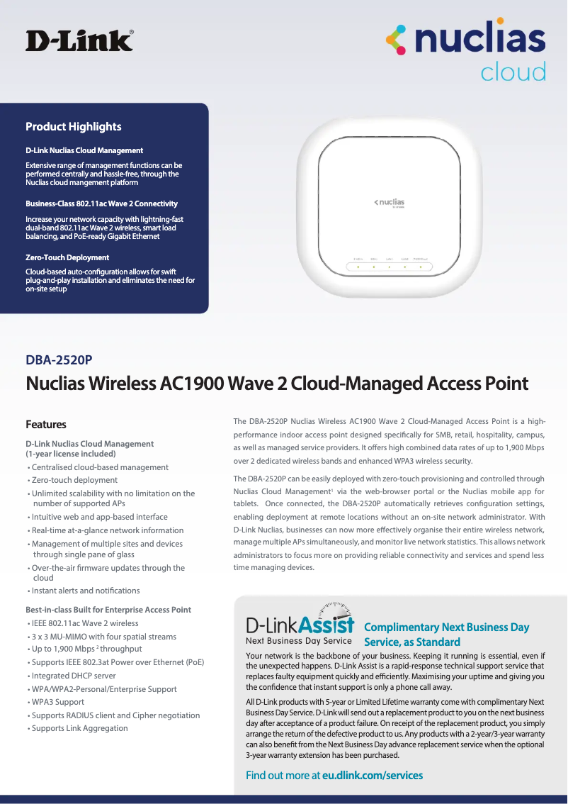 Page n°1 - Fiche technique D-Link DBA-2520P