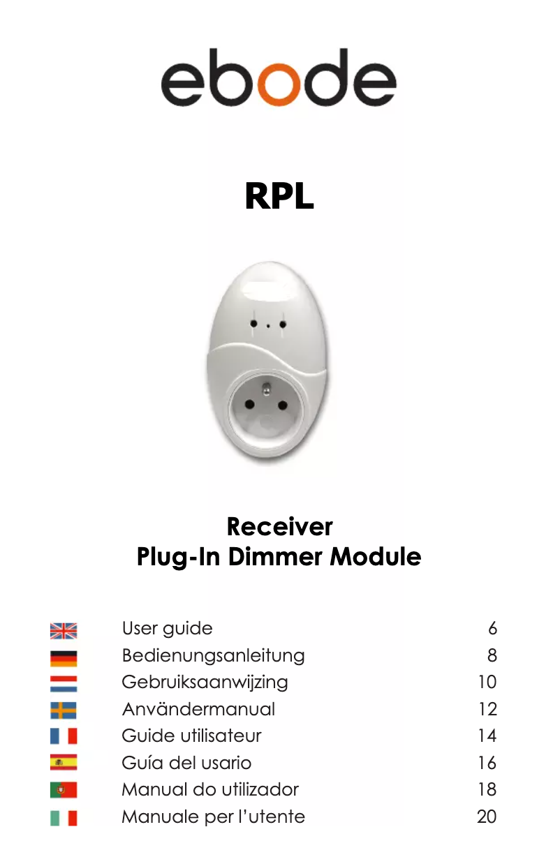 Page 1 of the manual User Manual ebode RPL
