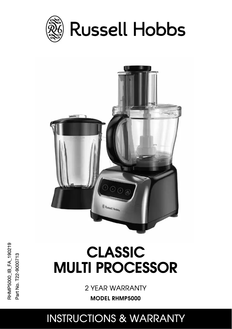 Page n°1 - Manuel utilisateur Russell Hobbs Classic RHMP5000