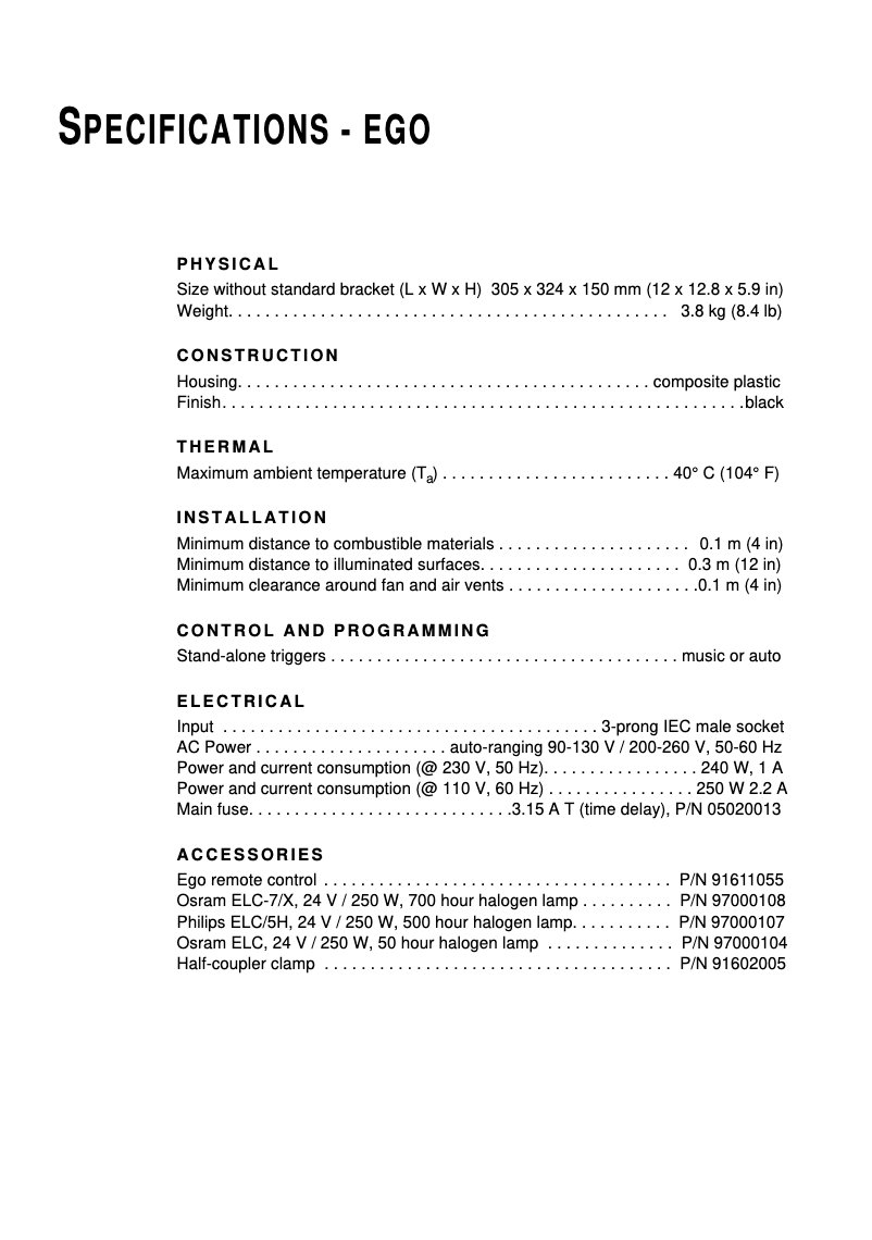 Imagen de la primera página del manual del dispositivo Ego 03