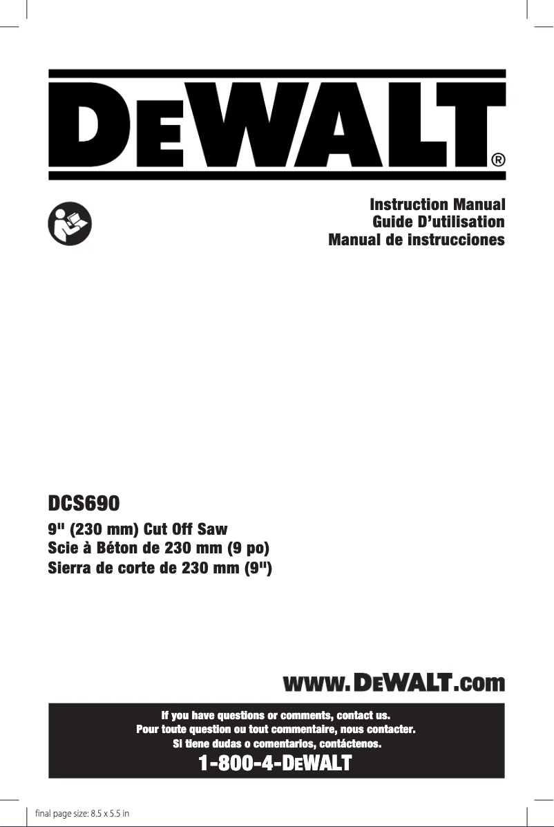 Page 1 de la notice Manuel utilisateur DeWalt DCS690